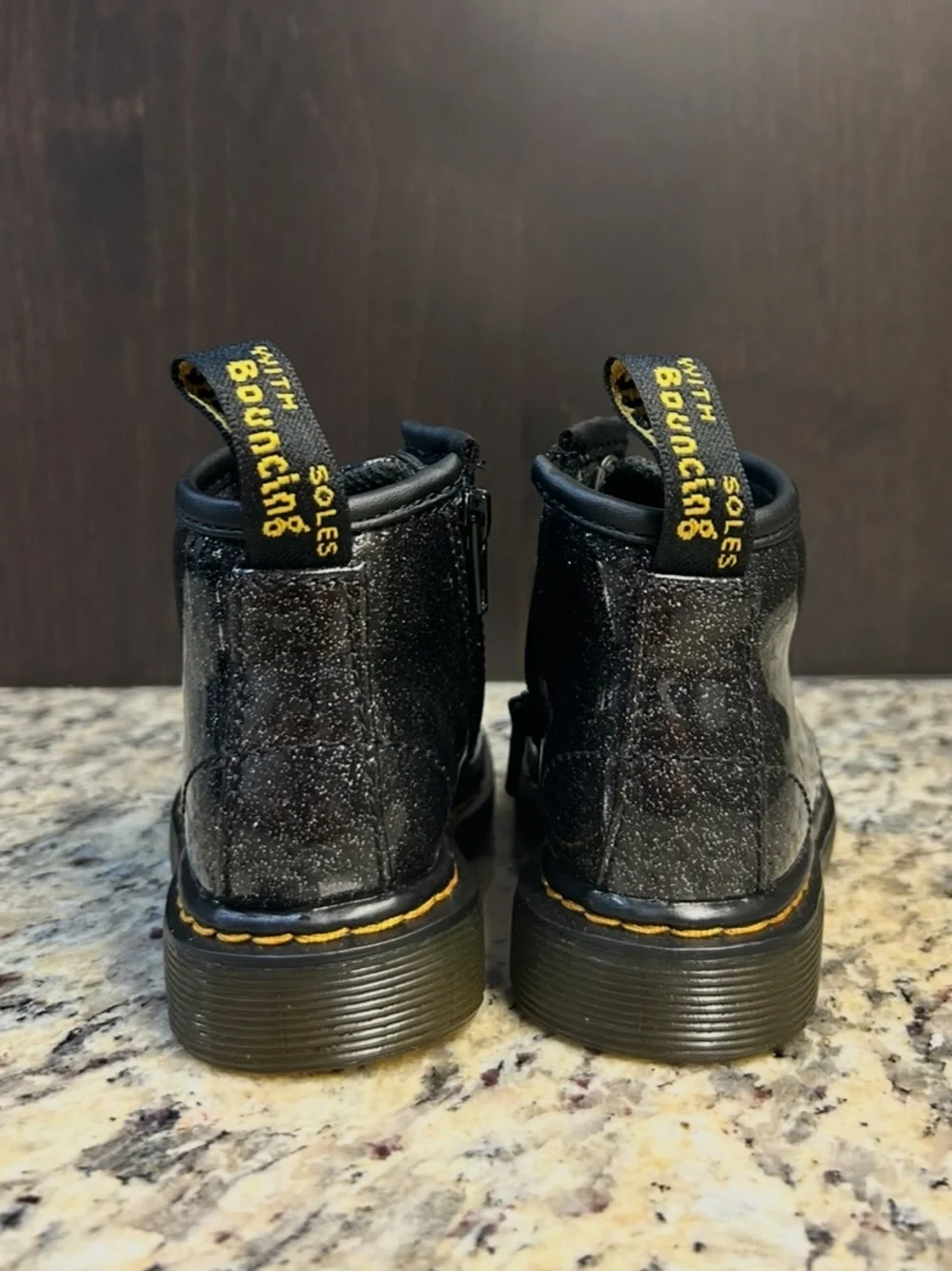 Kids Sparkle Ankle Boots with Side Zip in Black